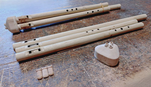 複管笛　トリプルフルート（３連笛）製作中 ~各部の加工が完了～