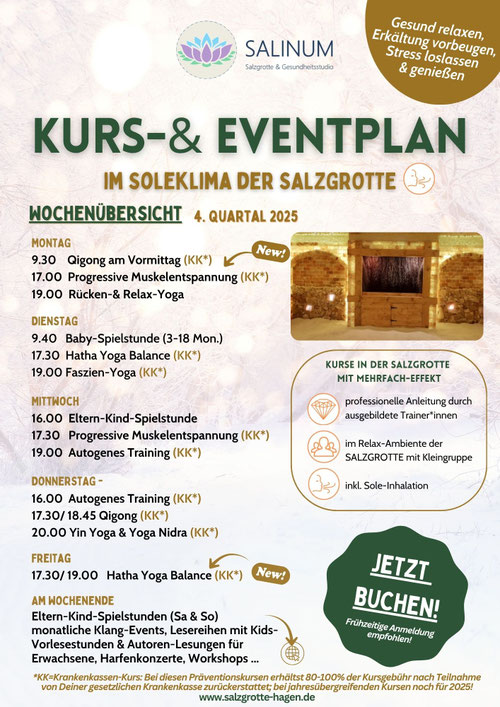 Wochenplan: Salzklima + Relax-Erlebnis in der Salzgrotte Hagen