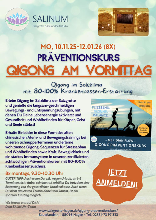 Präventionskurs Qigong in der Salzgrotte Hagen – 8‑Wochen‑Kurs mit Krankenkassen-Zuschuss
