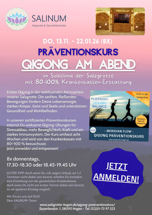 Präventionskurs Qigong in der Salzgrotte Hagen – 8‑Wochen‑Kurs mit Krankenkassen-Zuschuss