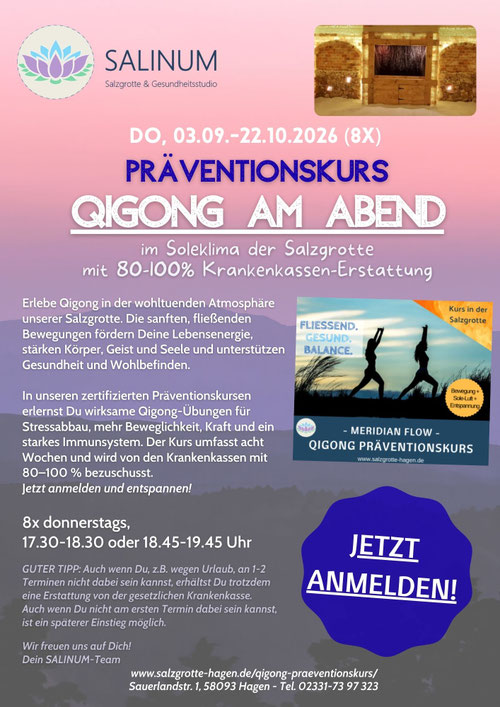 Präventionskurs Qigong in der Salzgrotte Hagen – 8‑Wochen‑Kurs mit Krankenkassen-Zuschuss