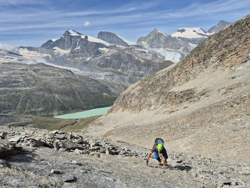 2024/08: Aufstieg zur direkten Südwestflanke des Stellihorns (CH/VS)