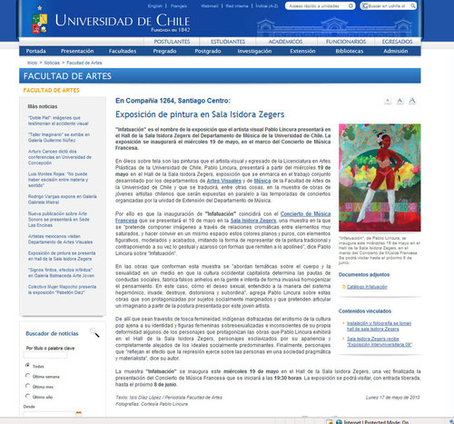 Nota Universidad de Chile sobre "Infatuación"// http://www.uchile.cl/?_nfpb=true&_pageLabel=not&url=61607