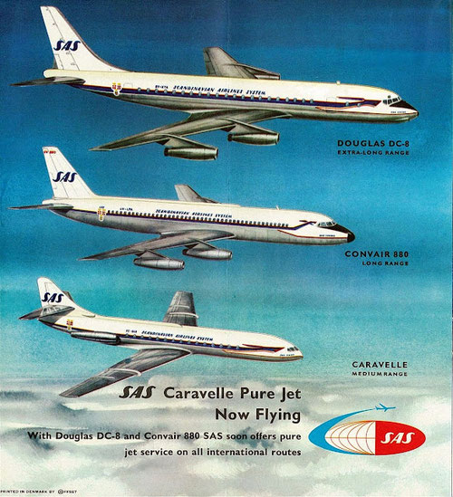 Postkarte mit der geplanten Jet-Flotte Anfang der 1960er