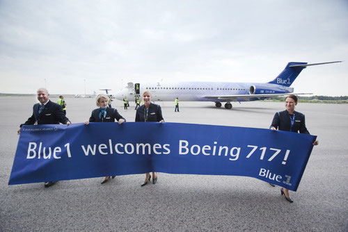 Blue1 heisst ihre erste Boeing 717 willkommen!/Courtesy: Blue1