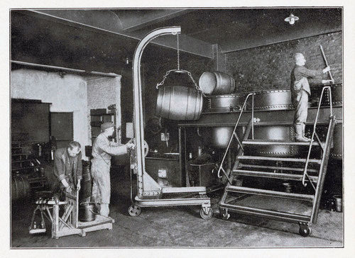 Lederfett-Fabrikationsraum um 1918, Foto aus der Festschrift „25 Jahre Urban & Lemm“