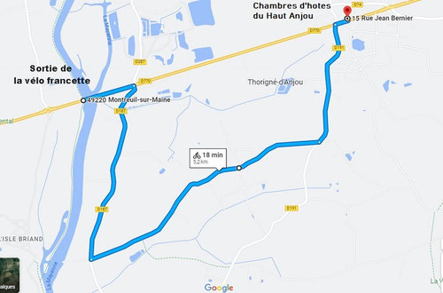 itinéraire sortie de la vélo francette - chambres d'hotes du haut anjou