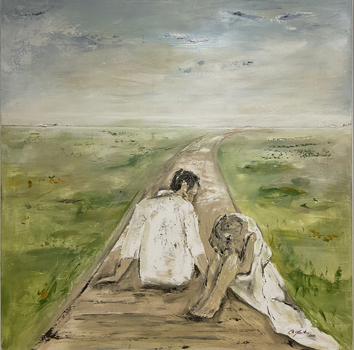 Innehalten, 100 x 100 cm,  Acyl auf Leinwand,  2022 