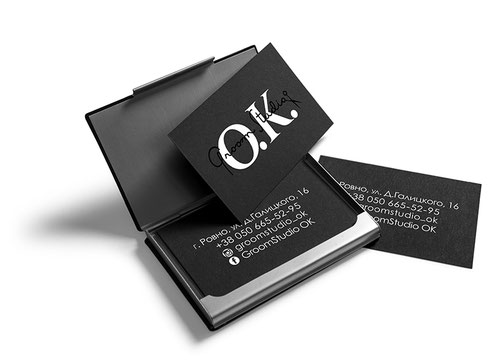 stylish elegant luxury lux business cards design black white GroomStudio OK order dogs pets zoo salon