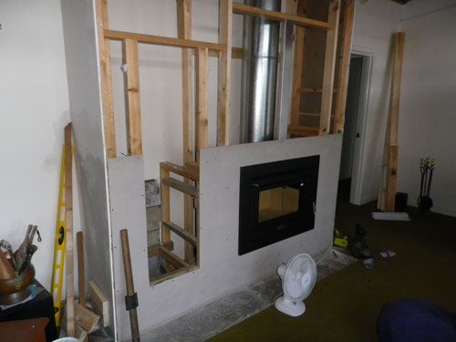 Fire in, and cement sheet going on the front