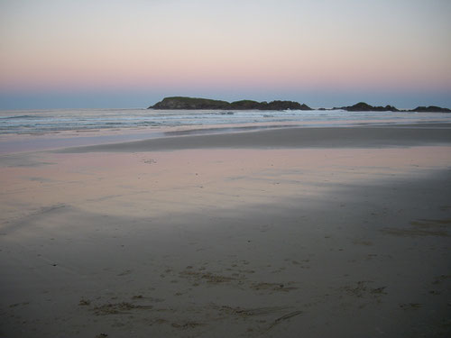 Camp beach at sundown