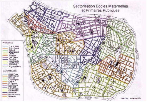 Carte scolaire saint maur pour les élémentaires et maternelles au 01/01/2004