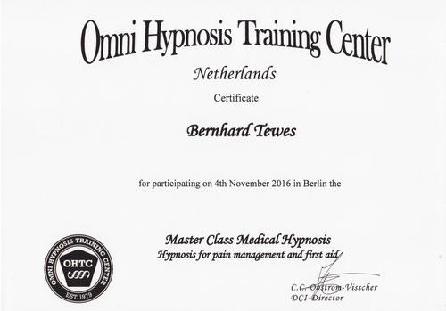 Zertifikat Painmanagement + First Aid (Schmerzkontrolle), Ina Ostroem, Niederlande