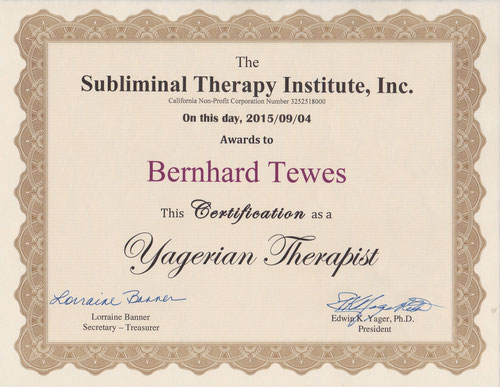 Zertifikat Subliminal Therapie