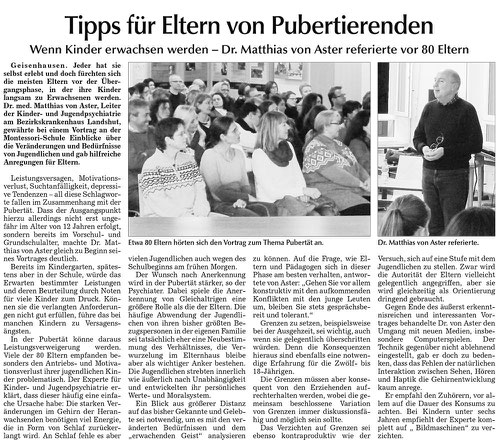 Artikel "Tipps für Eltern von Pubertierenden"