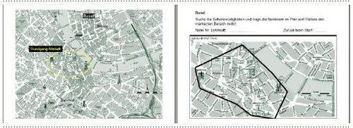 Karte und Quizz zur Stadtführungen Basel