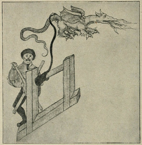 Militärischer Signalballon um 1540 mit Winde und Fesselseil.