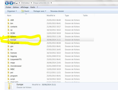 Repérez le dossier dans lequel son stocké les POIs (ici dossier Europe)