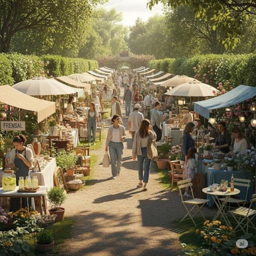 Edler Gartenflohmarkt bei COMPLEMENTI mit Designermode von EDWARD&SON