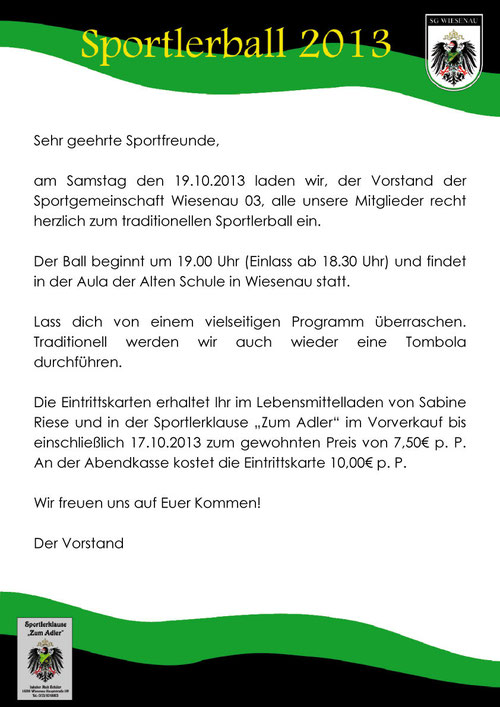 das offizielle Plakat des Sportlerballs 2013