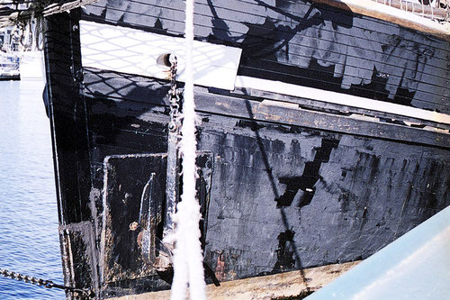 im Museumshafen Hafen von Greifswald Bug eines Segelschiffs Kunstblog Enno Franzius