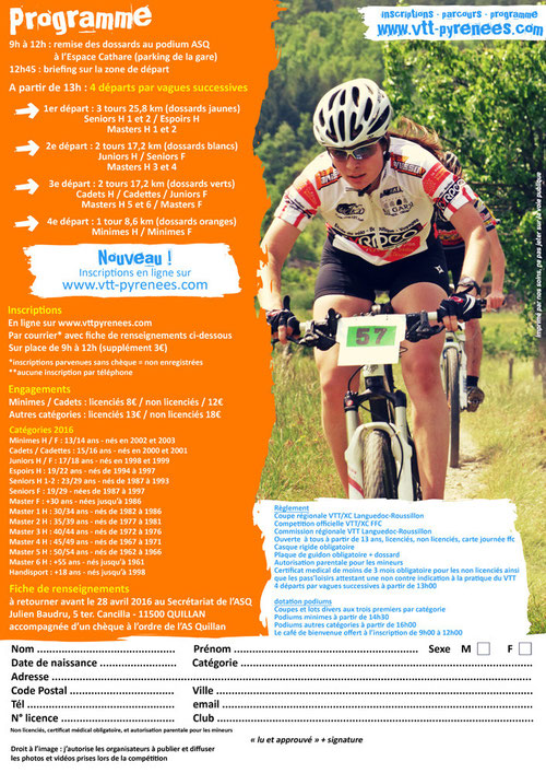 Programme de la Carach Bike 2016