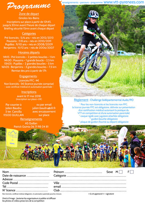 programme mini Carach Bike 2018