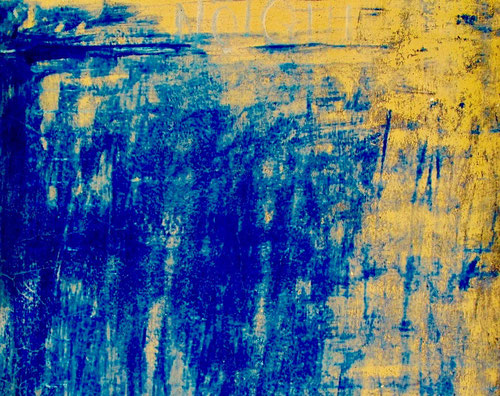 interessante Blau-Gelb Komposition - Mauerdetail 
