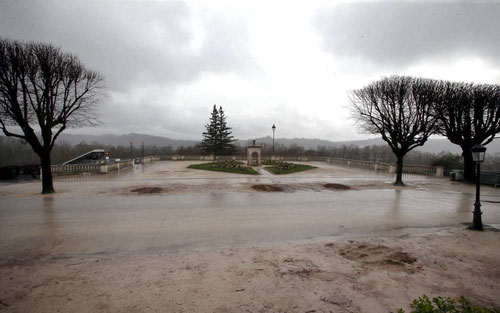 Les tilleuls massacrés de la Place Royale pour "dégager la vue". Photo : @ La République des Pyrénées