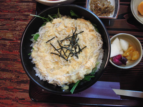 しらすの卵とじ丼で、あっさりして美味しかったですよ