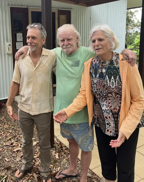 Reg (centre) with Mark Trichka & Lisa Brande when they visited the Abode from the US.