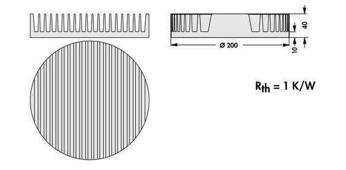 Fischer Elektronik LED用ヒートシンク ICK LED R 200 x 40