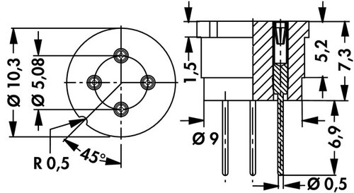 TF 54 | TO-5パッケージ トランジスタ用テフロンソケット | Fischer Elektronik