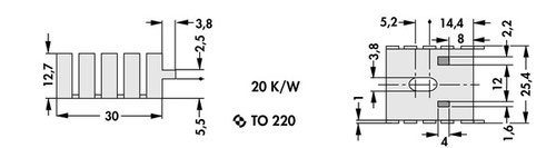FK 222 THF SA TO-220用ヒートシンク（クリップマウント）