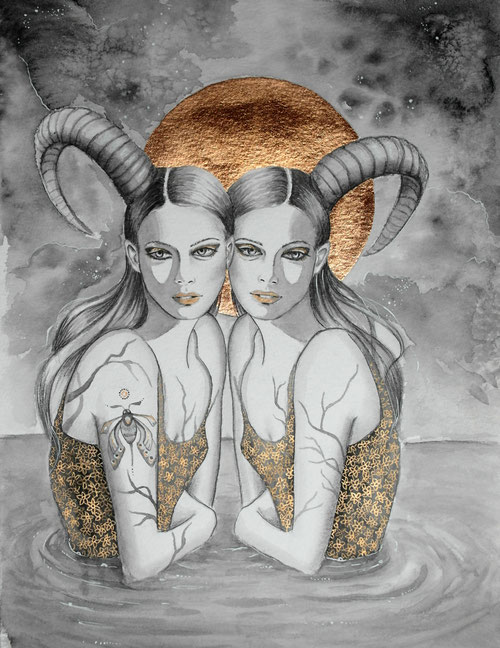 Mixed Media Gemälde "Twins" von Pia Staudacher