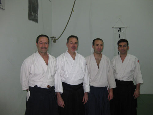 Curso de Aikido en Alcoy.  Fernando Valero 5º Dan.  2-3-2013.   De izquierda a derecha Rafa Sirvent 4º Dan, Fernando Valero 5º Dan, Juan C. Nortes 1º Dan, Bruno Balaguer 4º Dan.