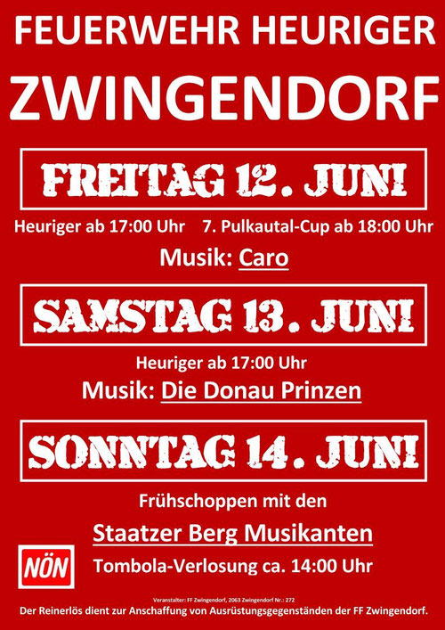 Plakat FF-Heuriger 2015 in Zwingendorf