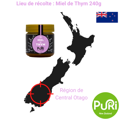 Lieu de récolte Miel de Thym Central Otago Nouvelle-Zélande - Puri New Zealand