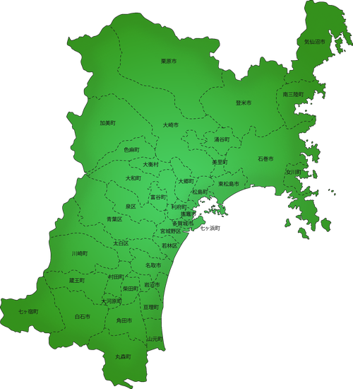 宮城県の市町村地図