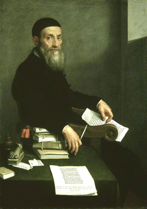 Giovanni Battista Moroni.Retrato de Giovanni Bressanni 1562.Óleo sobre lienzo.National Gallery Edimburgo.Inspirado en grabado de Erasmo de Rotterdam por Durero.Humanista" Esta pintura representa mi imagen temporal,pero no la de mi espíritu"