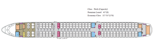 EVA Air A321-Kabinenplan mit 184 Sitzplätzen/Courtesy: EVA Air