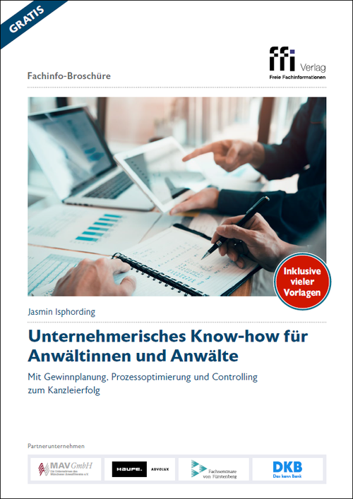 Titelbild_Fachinfo-Broschüre vom ffi Verlag Unternehmerisches Know-How für Anwälte