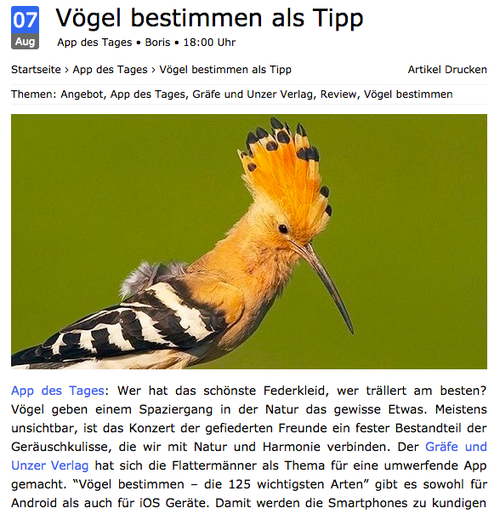 Vögel bestimmen App - Tipp von appgamers.de