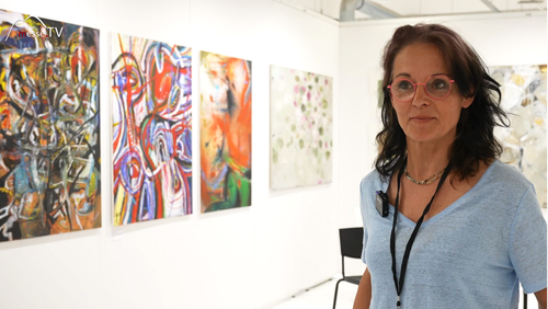 Yo Franklin Art Muc mit Werken von (c) Nic Möckl. Foto (c) MesseTV