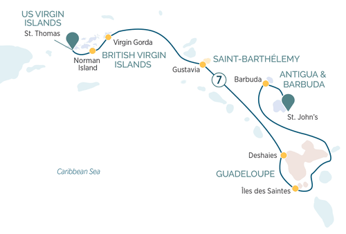 Reiseroute Emerald Cruises Caribbean Yachting Discovery
