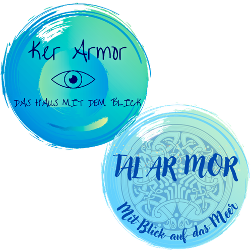 Logos, Ferienhaus Ker Armor, Ferienhaus Tal Ar Mor, Plouhinec, Finistère, Bucht von Audierne, Bretagne, Meerblick, Hund willkommen