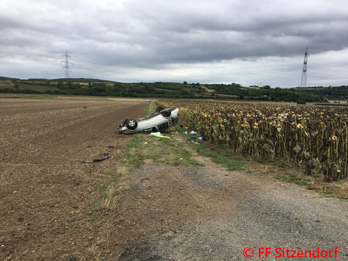 Feuerwehr; Blaulicht; FF Sitzendorf; Verkehrsunfall; PKW; L49; Überschlag;