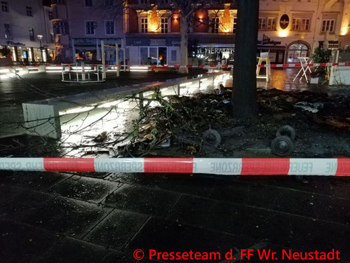 Feuerwehr; Blaulicht; FF Wiener Neustadt; Brand; Sperrmüll; Hauptplatz;