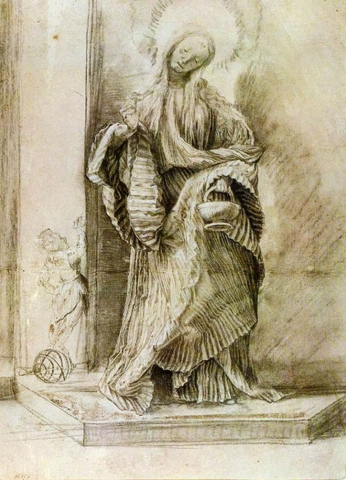 Sainte Dorothée. Dessin. Mathias Grünewald. XVIe.