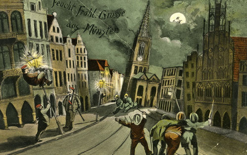Zeitgenössige Postkarte anlässlich des Bierkrieges